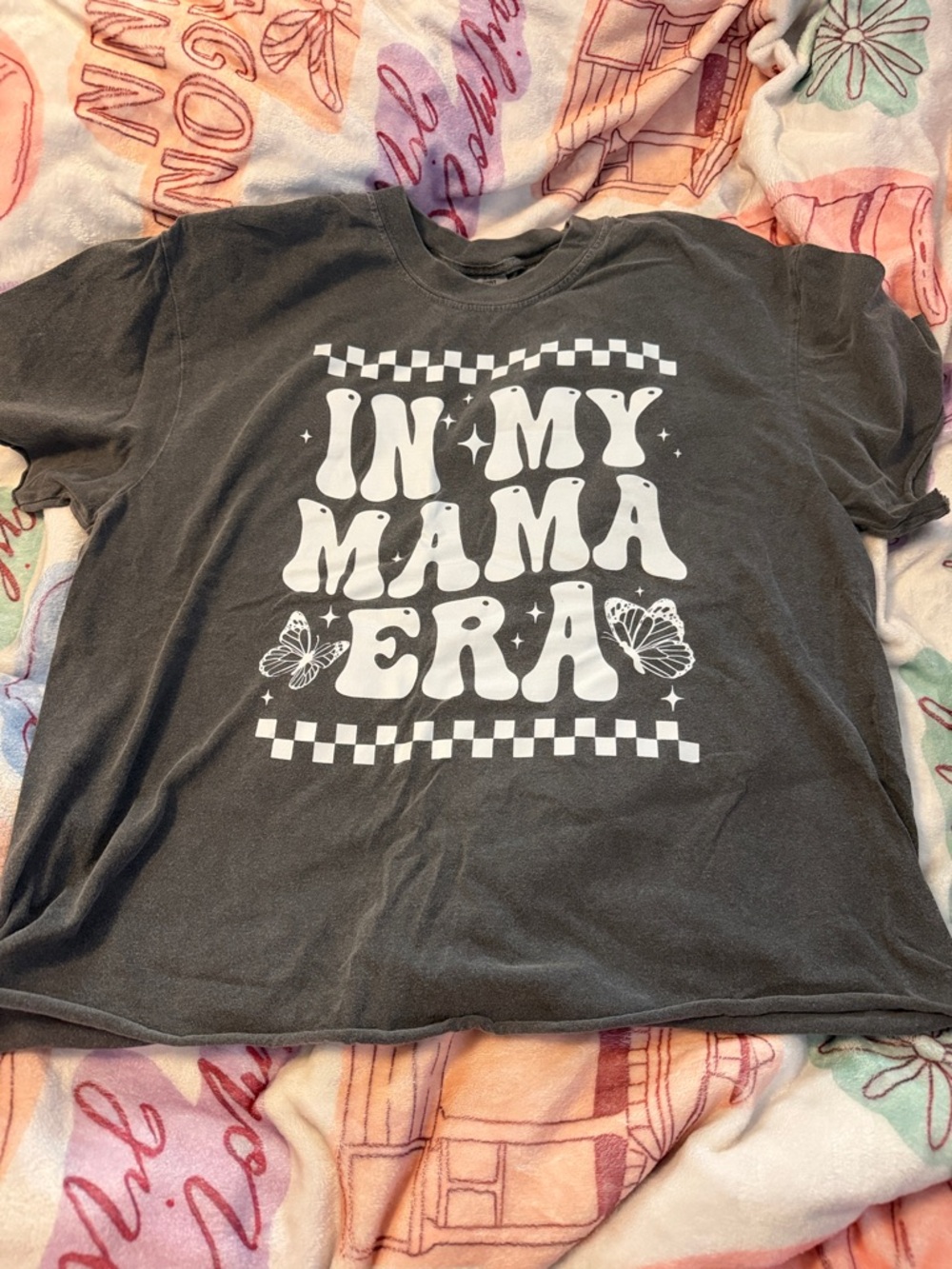 Comfort Colors Black Kids Tee with White 'In My Mama Era' Graphic